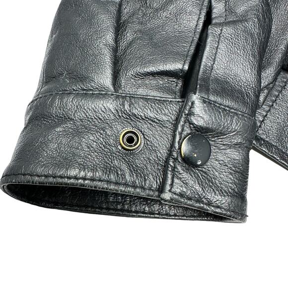 NRA National Rifle Association Mens L Member Bomber Jacket Black Leather Wool - Picture 5 of 16